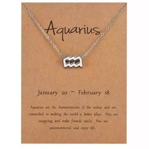 Aquarius ♒️ Zodiac Sign Pendant Necklace Silver Tone Constellation Jewelry Charm